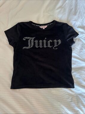 Juicy Couture - Black Rhinestone Logo Tee - S